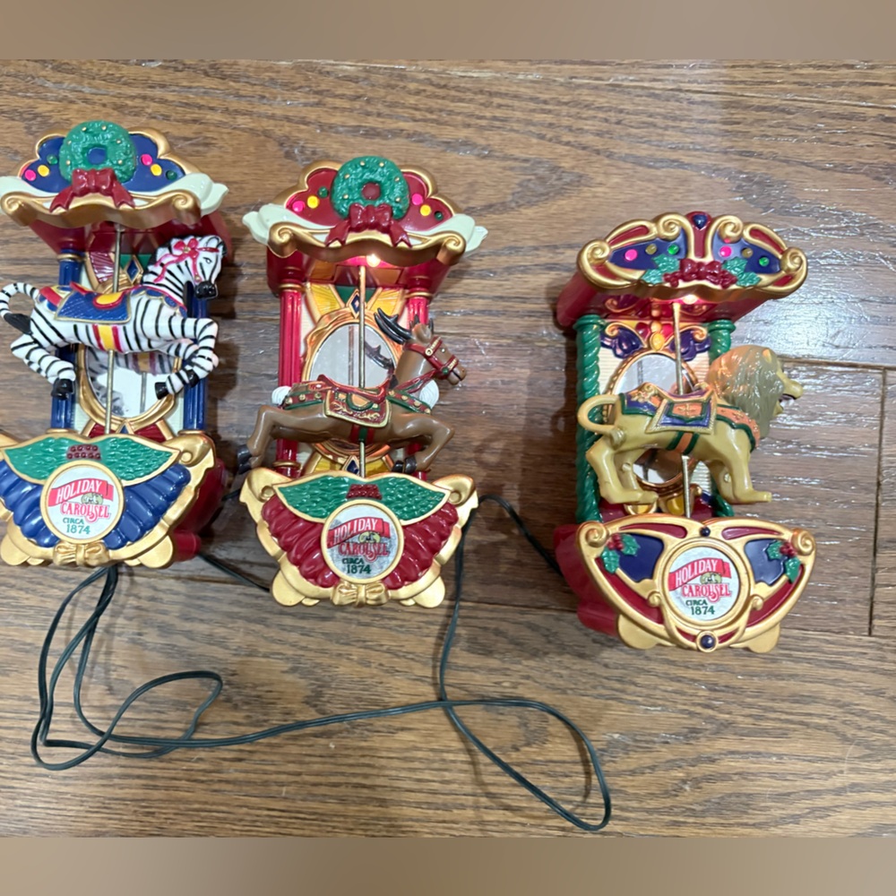 Vintage Mr Christmas Carousel Ornaments with Lights